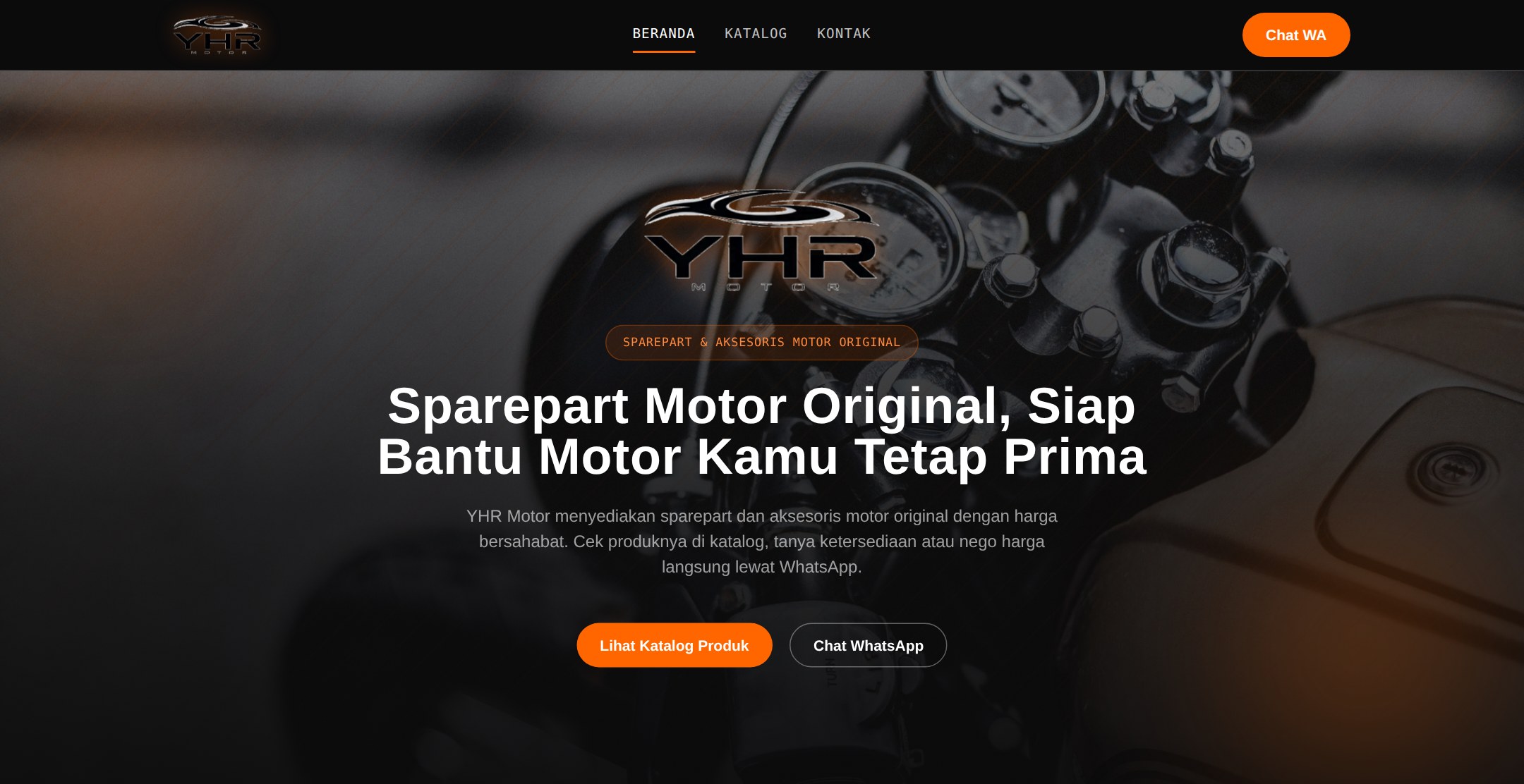 Screenshot YHR Motor — Katalog Sparepart Motor Online