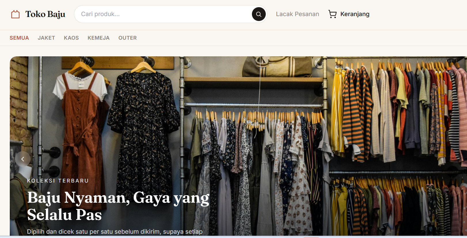 Screenshot Toko Baju Online — Toko Fashion Elegan